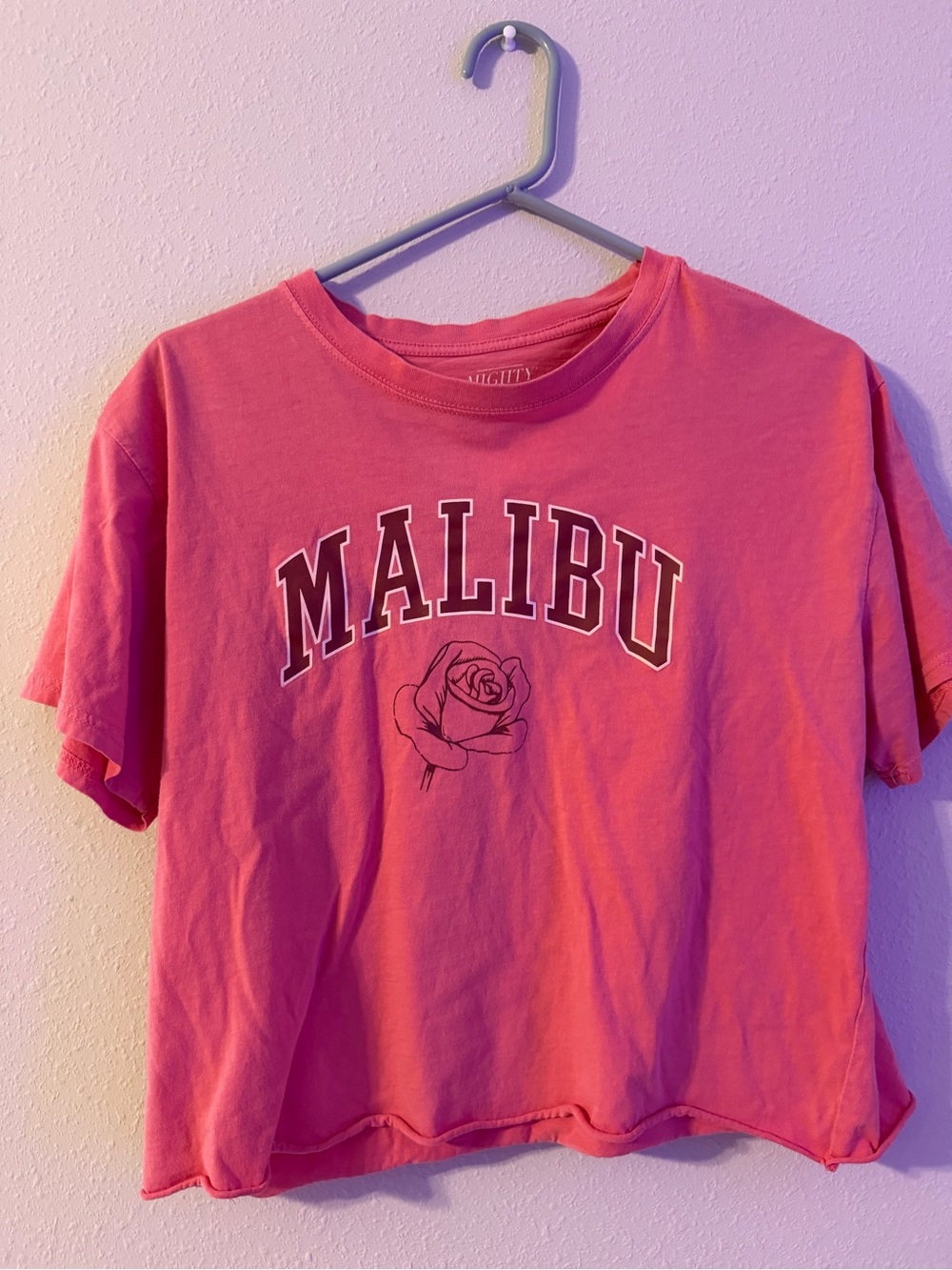 Mighty Fine Pink Malibu Graphic Tee with Rose